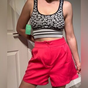 Women's Red High-Waisted Shorts